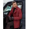 imageCOOFANDY Mens Double Breasted Pea Coat Winter Overcoat Short Trench Coat Notched CollarRed