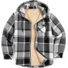 imageCOOFANDY Mens Flannel Fleece Jacket Sherpa Lined Shirt Jacket Plaid Zip Up Hoodie Soft Warm Coat with HoodAblack Block