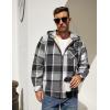 imageCOOFANDY Mens Flannel Fleece Jacket Sherpa Lined Shirt Jacket Plaid Zip Up Hoodie Soft Warm Coat with HoodAblack Block