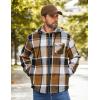 imageCOOFANDY Mens Flannel Fleece Jacket Sherpa Lined Shirt Jacket Plaid Zip Up Hoodie Soft Warm Coat with HoodAbrown Block