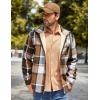 imageCOOFANDY Mens Flannel Fleece Jacket Sherpa Lined Shirt Jacket Plaid Zip Up Hoodie Soft Warm Coat with HoodAbrown Block