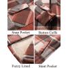 imageCOOFANDY Mens Flannel Fleece Jacket Sherpa Lined Shirt Jacket Plaid Zip Up Hoodie Soft Warm Coat with HoodAorange Block
