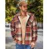 imageCOOFANDY Mens Flannel Fleece Jacket Sherpa Lined Shirt Jacket Plaid Zip Up Hoodie Soft Warm Coat with HoodAorange Block
