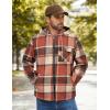 imageCOOFANDY Mens Flannel Fleece Jacket Sherpa Lined Shirt Jacket Plaid Zip Up Hoodie Soft Warm Coat with HoodAorange Block