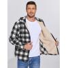 imageCOOFANDY Mens Flannel Fleece Jacket Sherpa Lined Shirt Jacket Plaid Zip Up Hoodie Soft Warm Coat with HoodBblack Plaid
