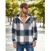 imageCOOFANDY Mens Flannel Fleece Jacket Sherpa Lined Shirt Jacket Plaid Zip Up Hoodie Soft Warm Coat with HoodCblue Block