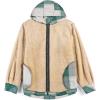 imageCOOFANDY Mens Flannel Fleece Jacket Sherpa Lined Shirt Jacket Plaid Zip Up Hoodie Soft Warm Coat with HoodCgreen Block