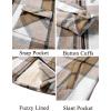 imageCOOFANDY Mens Flannel Fleece Jacket Sherpa Lined Shirt Jacket Plaid Zip Up Hoodie Soft Warm Coat with HoodCkhaki Block