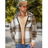 imageCOOFANDY Mens Flannel Fleece Jacket Sherpa Lined Shirt Jacket Plaid Zip Up Hoodie Soft Warm Coat with HoodCkhaki Block