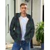 imageCOOFANDY Mens Flannel Fleece Jacket Sherpa Lined Shirt Jacket Plaid Zip Up Hoodie Soft Warm Coat with HoodDgreen Line