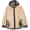 imageCOOFANDY Mens Flannel Fleece Jacket Sherpa Lined Shirt Jacket Plaid Zip Up Hoodie Soft Warm Coat with HoodDkhaki Line