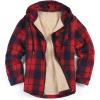 imageCOOFANDY Mens Flannel Fleece Jacket Sherpa Lined Shirt Jacket Plaid Zip Up Hoodie Soft Warm Coat with HoodEred Line