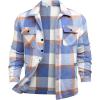 imageCOOFANDY Mens Flannel Jacket Long Sleeve Plaid Shirt Jackets Button Down Fleece Shacket Casual Fall Soft OutwearBlue Block
