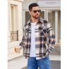 imageCOOFANDY Mens Flannel Jacket Long Sleeve Plaid Shirt Jackets Button Down Fleece Shacket Casual Fall Soft OutwearBrown Line