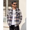 imageCOOFANDY Mens Flannel Jacket Long Sleeve Plaid Shirt Jackets Button Down Fleece Shacket Casual Fall Soft OutwearBrown Line