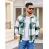 imageCOOFANDY Mens Flannel Jacket Long Sleeve Plaid Shirt Jackets Button Down Fleece Shacket Casual Fall Soft OutwearGreen Block