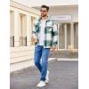 imageCOOFANDY Mens Flannel Jacket Long Sleeve Plaid Shirt Jackets Button Down Fleece Shacket Casual Fall Soft OutwearGreen Block