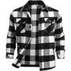 imageCOOFANDY Mens Flannel Jacket Long Sleeve Plaid Shirt Jackets Button Down Fleece Shacket Casual Fall Soft OutwearWhite Black Plaid