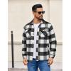 imageCOOFANDY Mens Flannel Jacket Long Sleeve Plaid Shirt Jackets Button Down Fleece Shacket Casual Fall Soft OutwearWhite Black Plaid