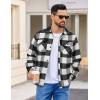 imageCOOFANDY Mens Flannel Jacket Long Sleeve Plaid Shirt Jackets Button Down Fleece Shacket Casual Fall Soft OutwearWhite Black Plaid