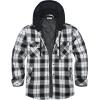 imageCOOFANDY Mens Flannel Shirt Jacket Cotton Quilted Lined Plaid Shirt Long Sleeve Button Down Hoodie JacketsBlack White PlaidBuffalo Check