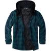 imageCOOFANDY Mens Flannel Shirt Jacket Cotton Quilted Lined Plaid Shirt Long Sleeve Button Down Hoodie JacketsBlue Green PlaidTurquoise Plaid