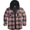 imageCOOFANDY Mens Flannel Shirt Jacket Cotton Quilted Lined Plaid Shirt Long Sleeve Button Down Hoodie JacketsOrange Navy Plaid