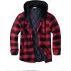 imageCOOFANDY Mens Flannel Shirt Jacket Cotton Quilted Lined Plaid Shirt Long Sleeve Button Down Hoodie JacketsRed Black PlaidBuffalo Plaid