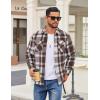 imageCOOFANDY Mens Flannel Shirt Jackets Quilted Lined Plaid Jacket Long Sleeve Button Down Thick Winter Outwear ShacketsCoffee