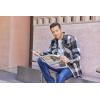 imageCOOFANDY Mens Flannel Shirt Jackets Quilted Lined Plaid Jacket Long Sleeve Button Down Thick Winter Outwear ShacketsDark Blue