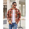 imageCOOFANDY Mens Flannel Shirt Jackets Quilted Lined Plaid Jacket Long Sleeve Button Down Thick Winter Outwear ShacketsOrange