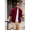 imageCOOFANDY Mens Fleece Jacket Zip Up Lightweight Sweater Jackets Casual Warm with Pockets for Home Office HikingRed