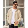 imageCOOFANDY Mens Hooded Sweatshirt Zip Up Casual Knit Hoodies Fashion Drawstring Sweatshirts with PocketsKhaki