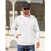 imageCOOFANDY Mens Hooded Sweatshirt Zip Up Casual Knit Hoodies Fashion Drawstring Sweatshirts with PocketsWhite