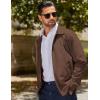 imageCOOFANDY Mens Lightweight Zip Up Jacket Eisenhower Work Office Jackets Casual Golf OutwearBrown