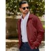 imageCOOFANDY Mens Lightweight Zip Up Jacket Eisenhower Work Office Jackets Casual Golf OutwearWine Red