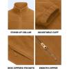 imageCOOFANDY Mens Polar Fleece Jacket Lightweight Full Zip Jackets Outdoor Hiking Casual Soft Warm Coat With PocketsLight Brown