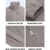 imageCOOFANDY Mens Polar Fleece Jacket Lightweight Full Zip Jackets Outdoor Hiking Casual Soft Warm Coat With PocketsLight Grey