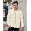 imageCOOFANDY Mens Polar Fleece Shacket Long Sleeve Casual Button Down Shirt Jacket with PocketsBeige
