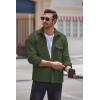 imageCOOFANDY Mens Polar Fleece Shacket Long Sleeve Casual Button Down Shirt Jacket with PocketsDark Green