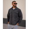 imageCOOFANDY Mens Polar Fleece Shacket Long Sleeve Casual Button Down Shirt Jacket with PocketsDark Grey