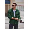 imageCOOFANDY Mens Polar Fleece Shacket Long Sleeve Casual Button Down Shirt Jacket with PocketsGreen