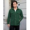 imageCOOFANDY Mens Polar Fleece Shacket Long Sleeve Casual Button Down Shirt Jacket with PocketsGreen