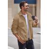 imageCOOFANDY Mens Polar Fleece Shacket Long Sleeve Casual Button Down Shirt Jacket with PocketsKhaki
