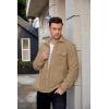 imageCOOFANDY Mens Polar Fleece Shacket Long Sleeve Casual Button Down Shirt Jacket with PocketsKhaki