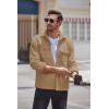 imageCOOFANDY Mens Polar Fleece Shacket Long Sleeve Casual Button Down Shirt Jacket with PocketsKhaki