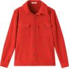 imageCOOFANDY Mens Polar Fleece Shacket Long Sleeve Casual Button Down Shirt Jacket with PocketsRedorange