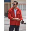 imageCOOFANDY Mens Polar Fleece Shacket Long Sleeve Casual Button Down Shirt Jacket with PocketsRedorange