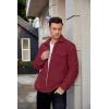 imageCOOFANDY Mens Polar Fleece Shacket Long Sleeve Casual Button Down Shirt Jacket with PocketsWine Red