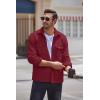 imageCOOFANDY Mens Polar Fleece Shacket Long Sleeve Casual Button Down Shirt Jacket with PocketsWine Red